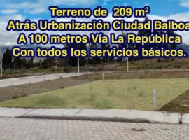 VENDO LOTE DE TERRENO DE 209 MT EN RIOBAMBA